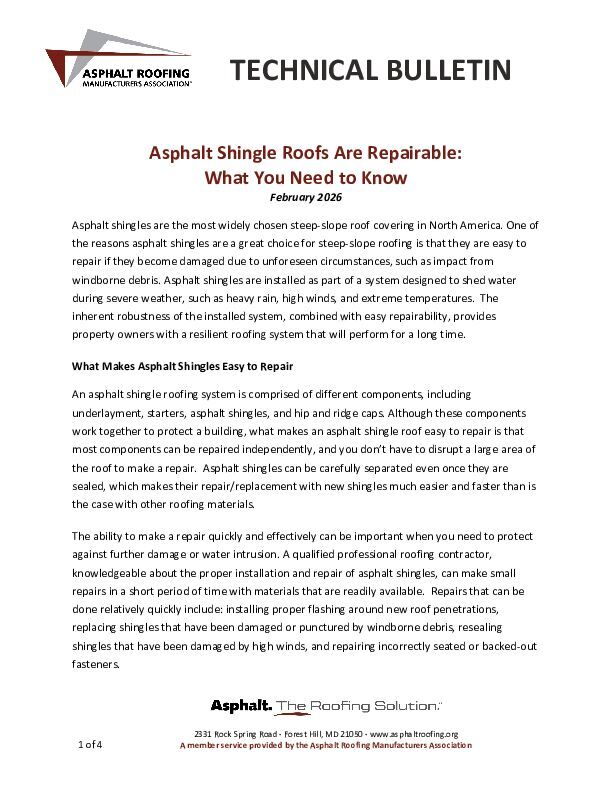 ARMA Asphalt Shingle Roofs Are Repairable - What You Need to Know