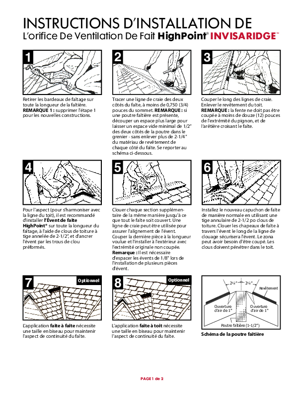 HighPoint InvisaRidge Installation Instructions French Canadian