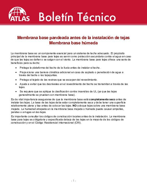 Membrana base pandeada - (Buckled Wet Underlayment)