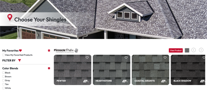 Choose Your Shingles page