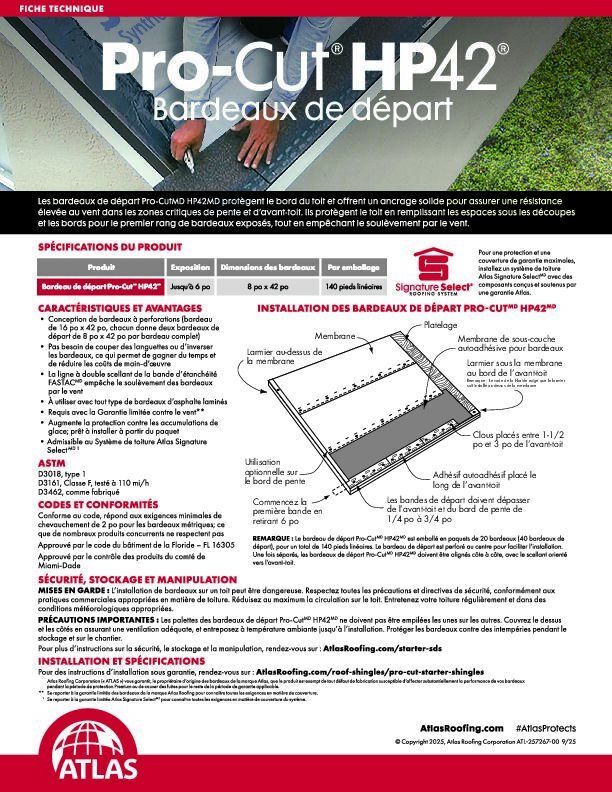 Pro-Cut HP42 Starter Shingle Data Sheet French Canadian
