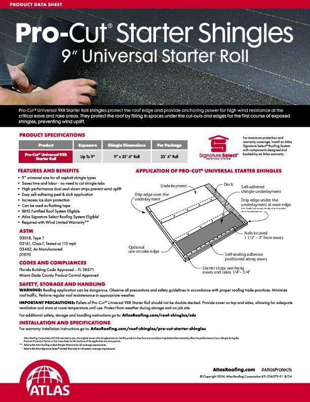 Pro-Cut Universal Starter 9XR Data Sheet
