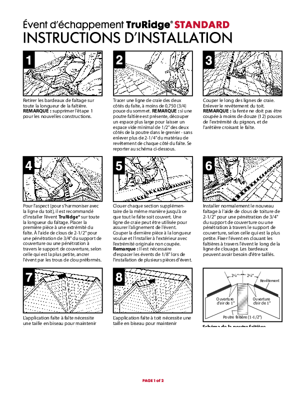 TruRidge Standard Installation Instructions French Canadian