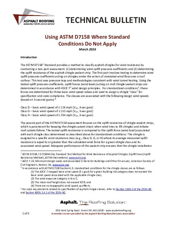 ARMA Using ASTM D7158 Where Standard Conditions Do Not Apply