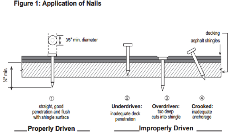 Application of nails for Roofing shingles